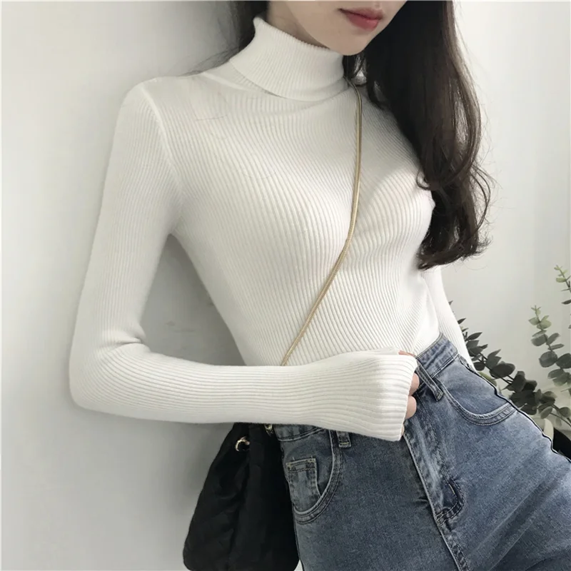 Autumn Winter White Turtleneck Sweater Femme Pull Slim High Elasticity Soft Women Pullovers Knitted Ribbed Sweater Colorful
Autumn Winter White Turtleneck Sweater Femme Pull Slim High Elasticity Soft Women Pullovers Knitted Ribbed Sweater Colorful
