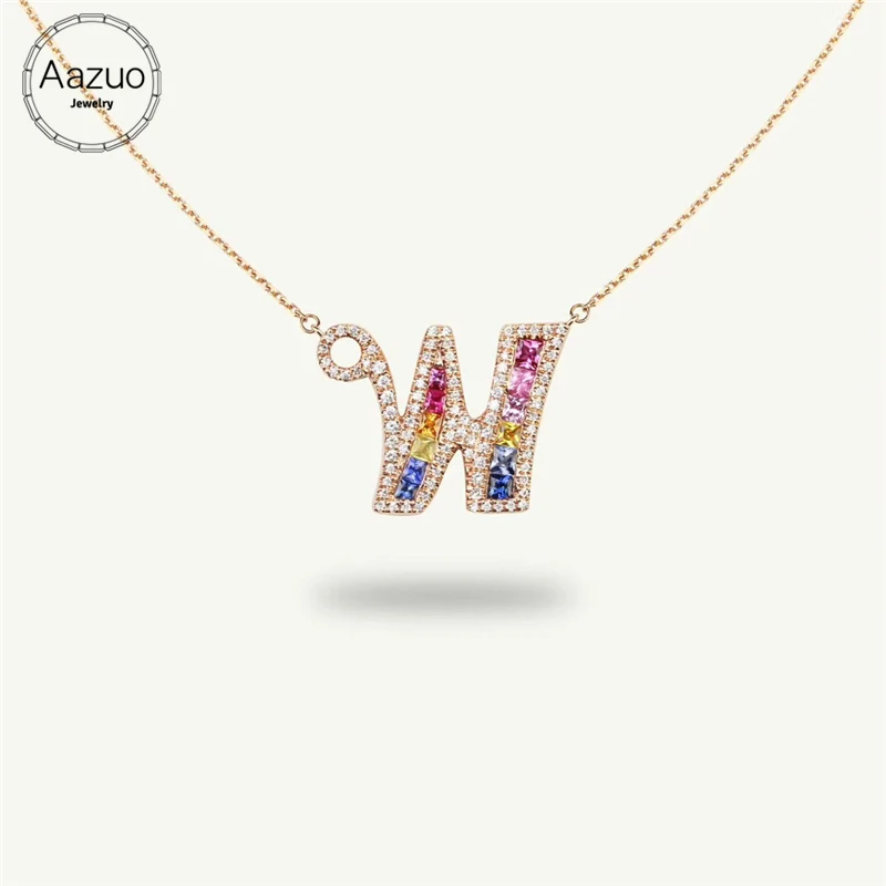 Aazuo 18K Rose Gold Natural Coloured Gemstone Real Diamond Fashion Rainbow Letter Free Pendent Necklace gifted for Women Au750
Aazuo 18K Rose Gold Natural Coloured Gemstone Real Diamond Fashion Rainbow Letter Free Pendent Necklace gifted for Women Au750