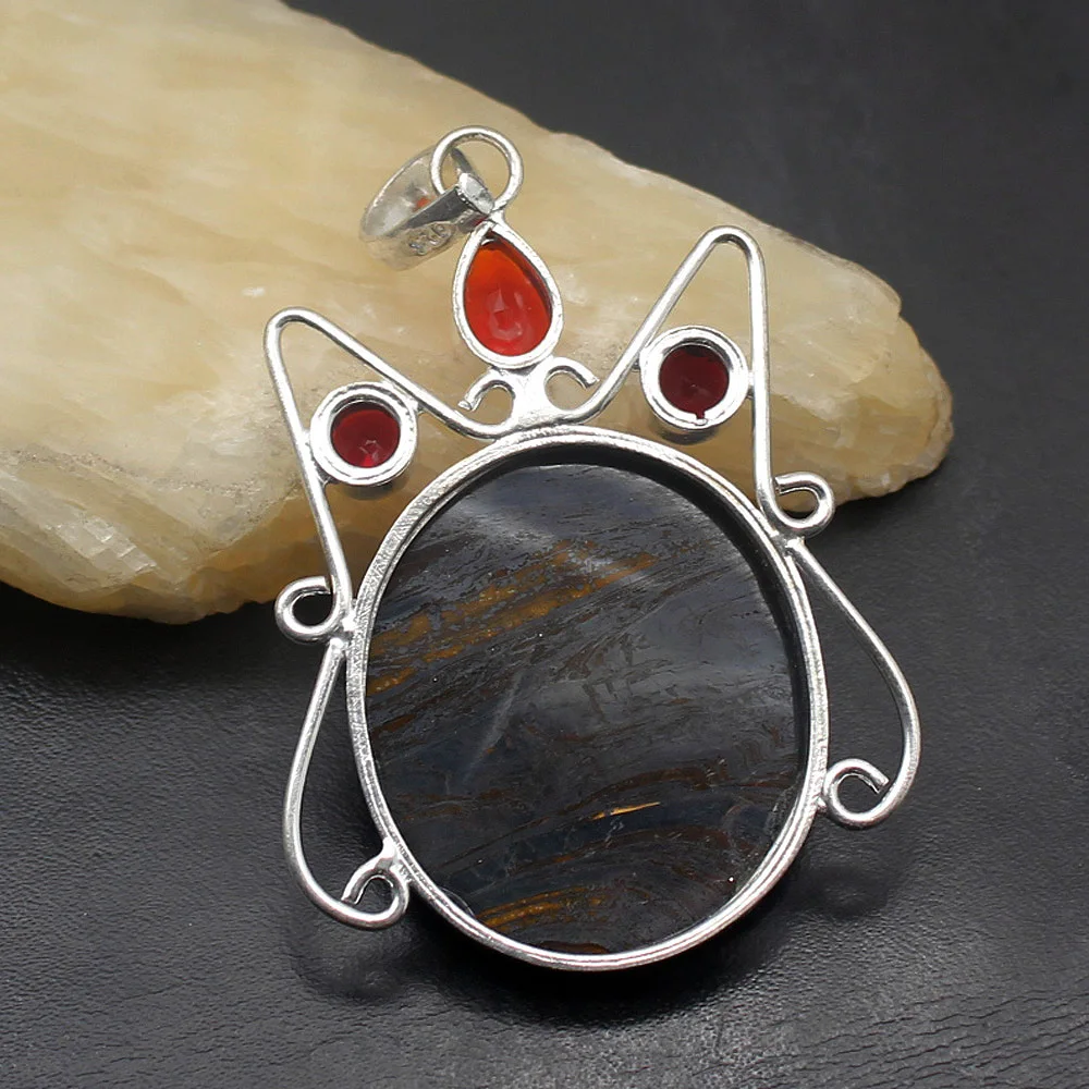 Natural Charms Hematite RedGarnet 925 Sterling Silver Color Fashion Charms Necklace Pendant 2 1/2" TF626
Natural Charms Hematite RedGarnet 925 Sterling Silver Color Fashion Charms Necklace Pendant 2 1/2" TF626