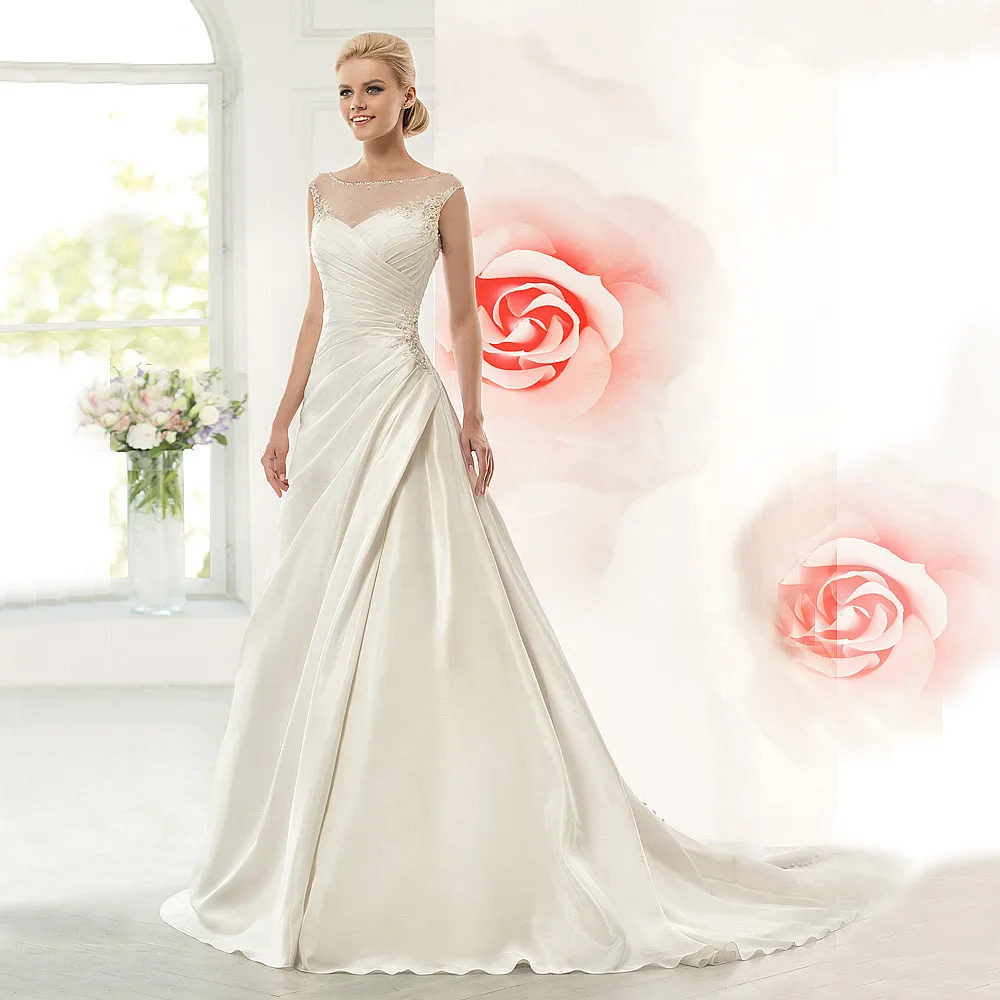 Vestido де noiva 2016 линия Элегантный Милая Аппликация Старинные Свадебные Платья Без