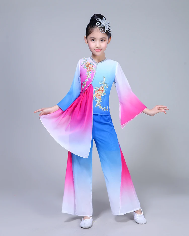 Этническая Детская Классическая танцевальная одежда зонт Yangko Одежда для танцев