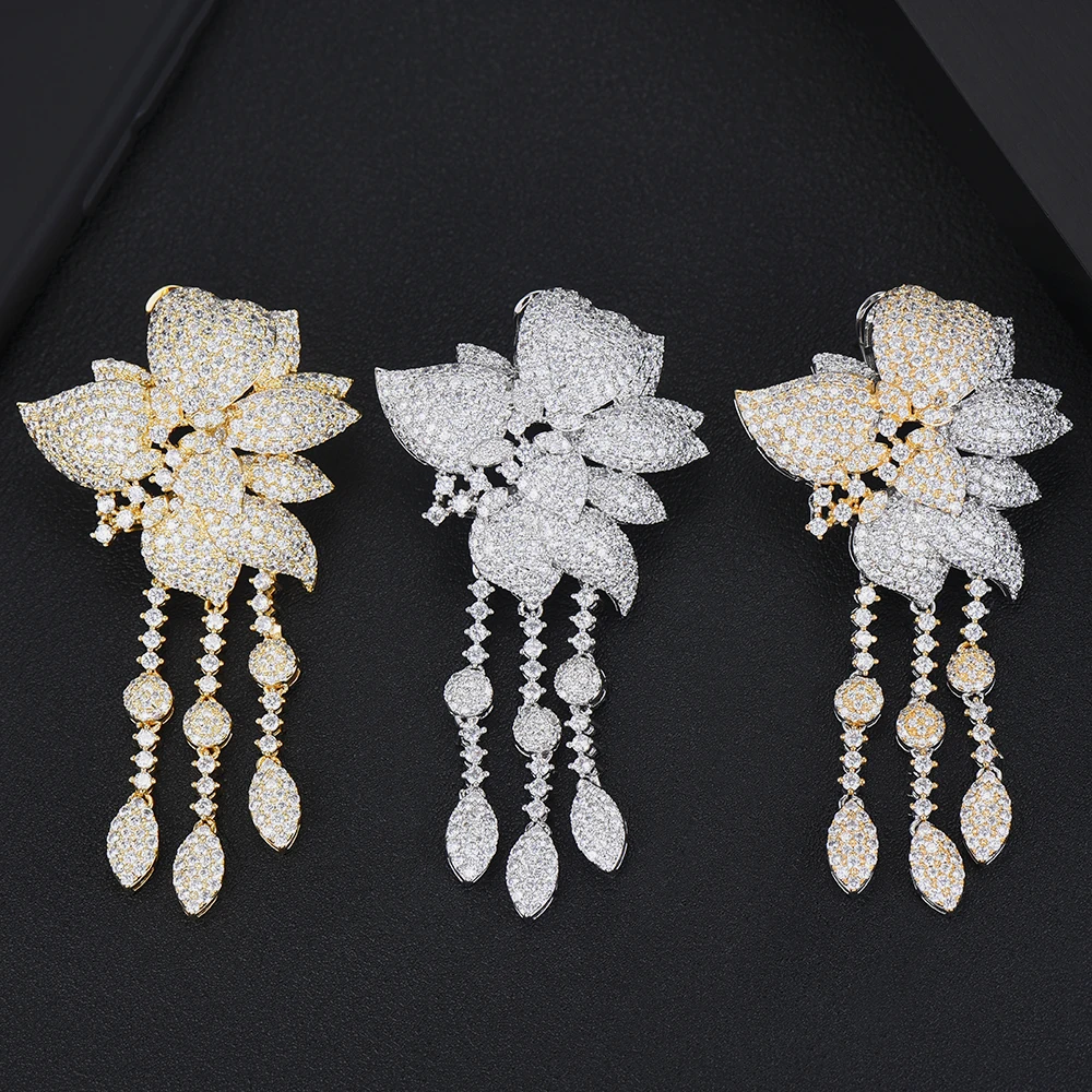 Luxury Bridal Wedding Engagement Blooming Flowers Pendant Earrings Jewelry Accessories Handmade with Full Cubic Zirconia Jewelry
Luxury Bridal Wedding Engagement Blooming Flowers Pendant Earrings Jewelry Accessories Handmade with Full Cubic Zirconia Jewelry