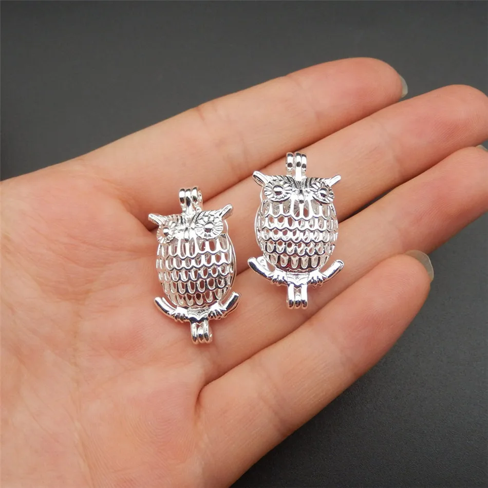 10pcs bright silver owl pearl cage necklace pendant, aroma oil diffuser adds your own pearl, stone makes it more attractive.
10pcs bright silver owl pearl cage necklace pendant, aroma oil diffuser adds your own pearl, stone makes it more attractive.