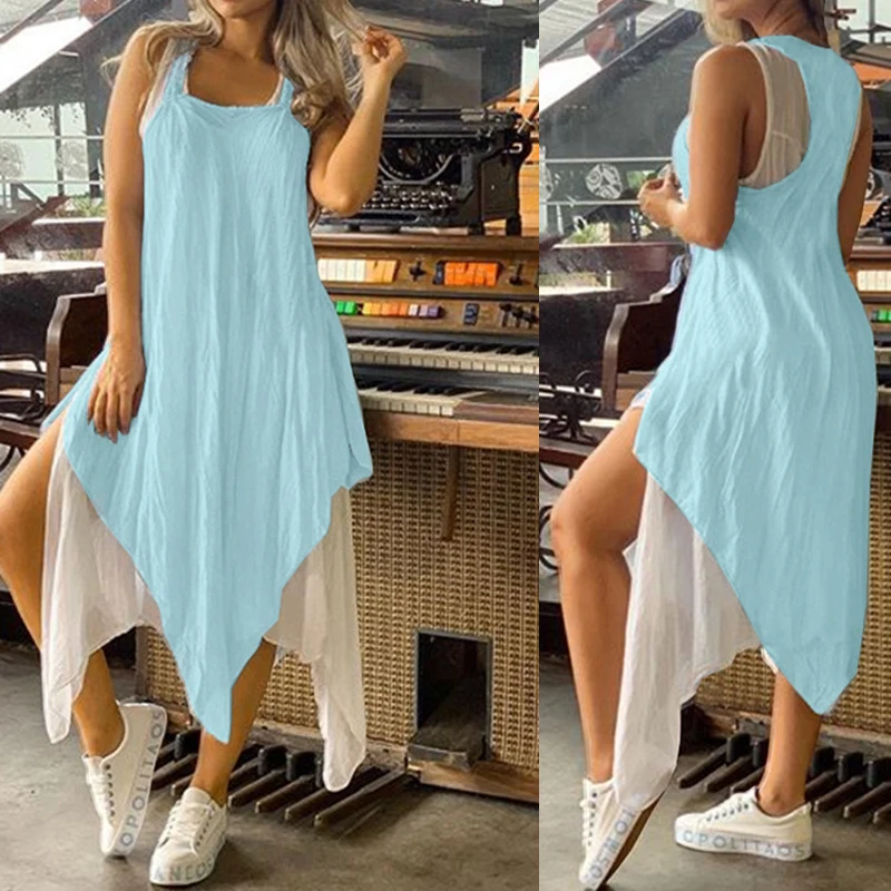Модное сексуальное женское однотонное летнее платье без рукавов, Женский Повседневный праздничный пляжный сарафан, летняя одежда для женщ... 
Модное сексуальное женское однотонное летнее платье без рукавов, Женский Повседневный праздничный пляжный сарафан, летняя одежда для женщ...