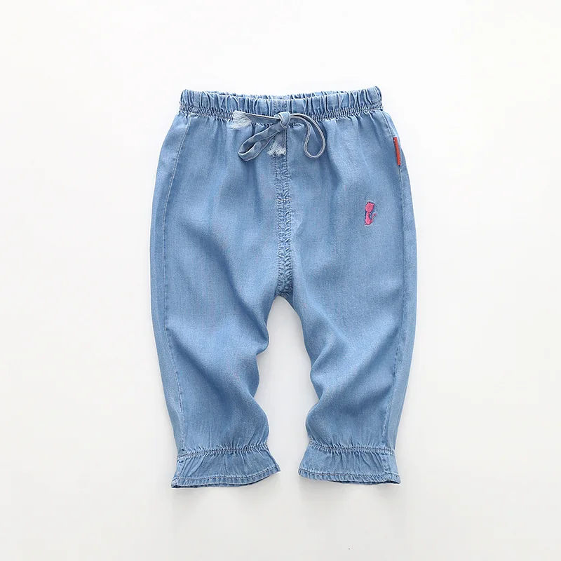 Hot Sale Girl Summer Denim Jeans Children Comfortable Soft Pants Baby Elastic Waist Jeans Calf Length Pants Cartoon Embroidery
Hot Sale Girl Summer Denim Jeans Children Comfortable Soft Pants Baby Elastic Waist Jeans Calf Length Pants Cartoon Embroidery