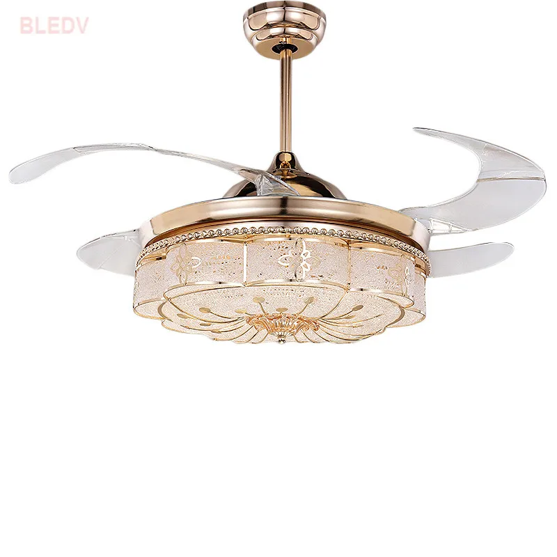 Modern LED Invisible Crystal Ceiling Fans With Lights Bedroom Folding Ceiling Light Fan Remote Control Ventilador de teto
Modern LED Invisible Crystal Ceiling Fans With Lights Bedroom Folding Ceiling Light Fan Remote Control Ventilador de teto