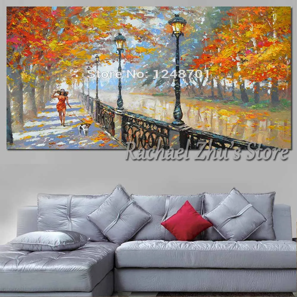 Hand Painted Abstract Autumn Park Landscape Oil Painting On Canvas Woman with Dog Wall Picture Living Room Home Wall Art Decor
Hand Painted Abstract Autumn Park Landscape Oil Painting On Canvas Woman with Dog Wall Picture Living Room Home Wall Art Decor