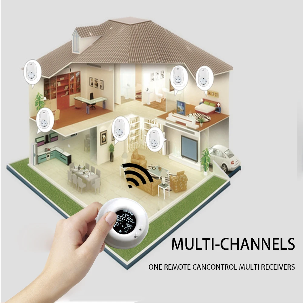 RF Wireless Thermostat Room Temperature Controller Heating and Cooling Function Each Day Programmable
RF Wireless Thermostat Room Temperature Controller Heating and Cooling Function Each Day Programmable