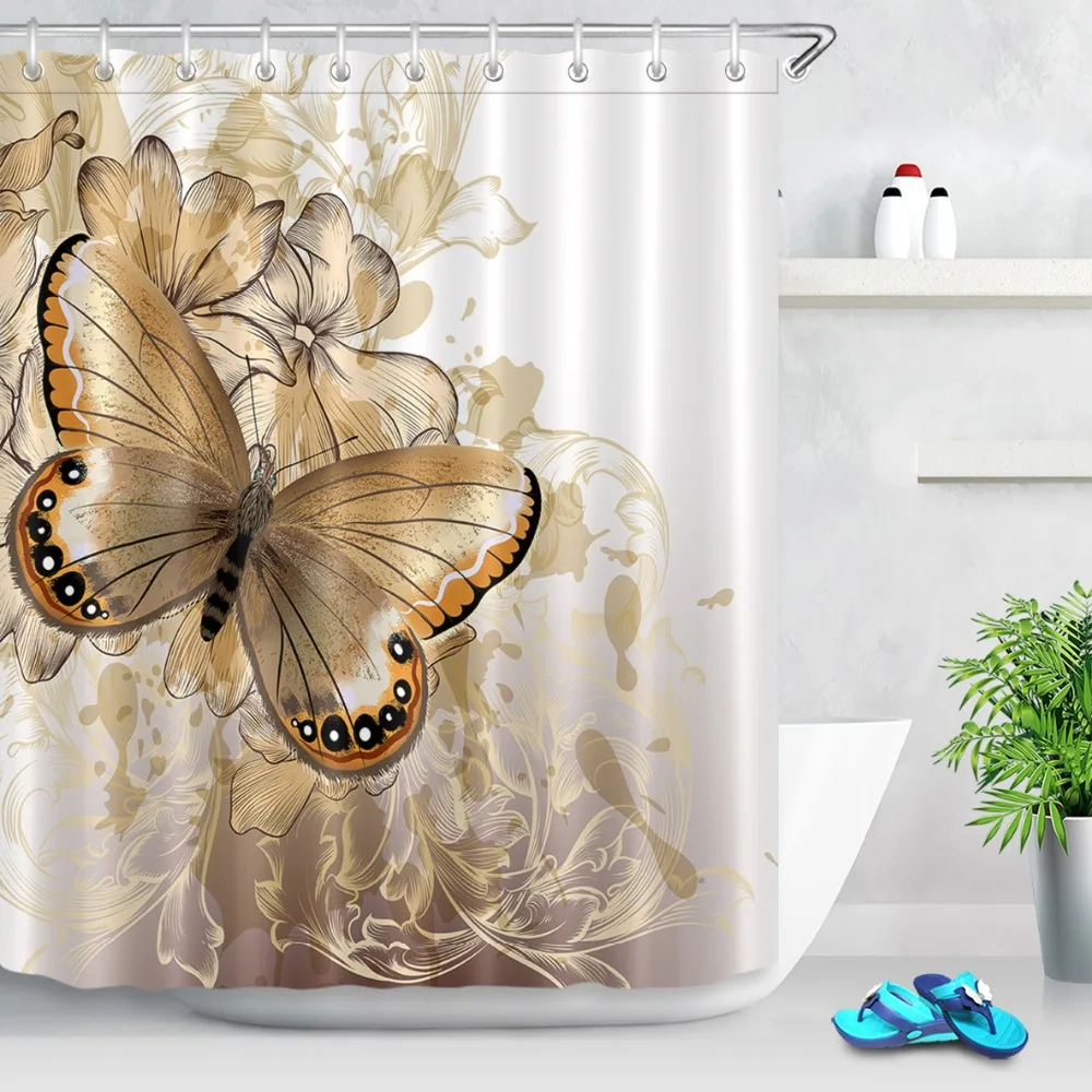 LB 72'' Cute Stylish Floral White And Gold Shower Curtains Butterfly Luxury Bathroom Curtain Fabric Polyester for Bathtub Decor
LB 72'' Cute Stylish Floral White And Gold Shower Curtains Butterfly Luxury Bathroom Curtain Fabric Polyester for Bathtub Decor