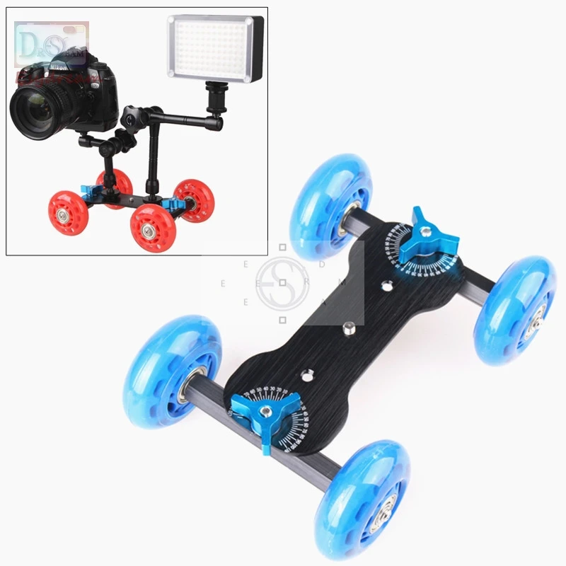 Blue TableTop Compact Dolly Skater Wheel Kit Camera Truck For DSLR Video 5D2 1100d d7000 D800 600d PT054
Blue TableTop Compact Dolly Skater Wheel Kit Camera Truck For DSLR Video 5D2 1100d d7000 D800 600d PT054