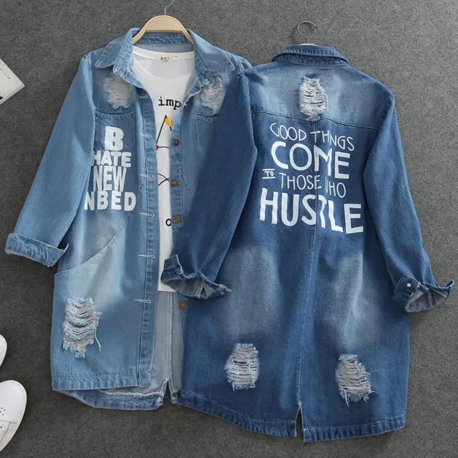 Plus Size 9XL 2022 Denim Jackets Women Hole Long Sleeve Vintage Jean jacket Denim Loose Spring Autumn Denim Coat Jean
Plus Size 9XL 2022 Denim Jackets Women Hole Long Sleeve Vintage Jean jacket Denim Loose Spring Autumn Denim Coat Jean