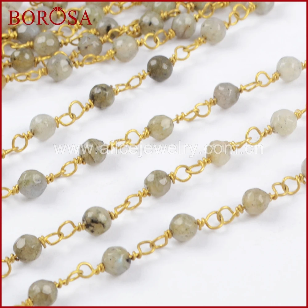 BOROSA New Coming 5Meters Gold Color 4mm Labradorite Stone Brass Chain Beaded Chains Jewelry Findings JT234
BOROSA New Coming 5Meters Gold Color 4mm Labradorite Stone Brass Chain Beaded Chains Jewelry Findings JT234