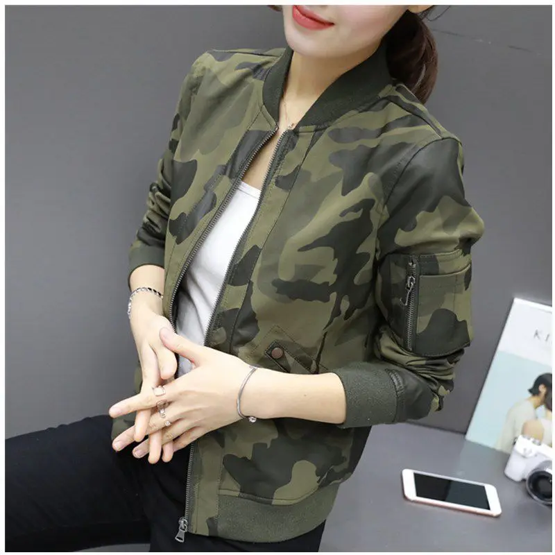 2021 Military Bomber Baseball Jacket Women Spring Autumn Chaqueta Mujer Camouflage PU Waterproof Slim Print Coat Femme Clothing
2021 Military Bomber Baseball Jacket Women Spring Autumn Chaqueta Mujer Camouflage PU Waterproof Slim Print Coat Femme Clothing