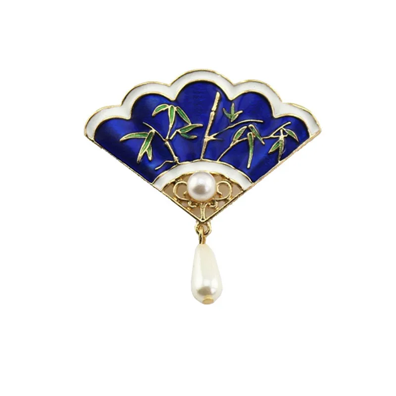 Pinksee Retro Elegant Temperament Blue Enamel Fan Shape Brooch Imitation Pearl Pendant Pins Exquisite Chinese Style Brooch
Pinksee Retro Elegant Temperament Blue Enamel Fan Shape Brooch Imitation Pearl Pendant Pins Exquisite Chinese Style Brooch
