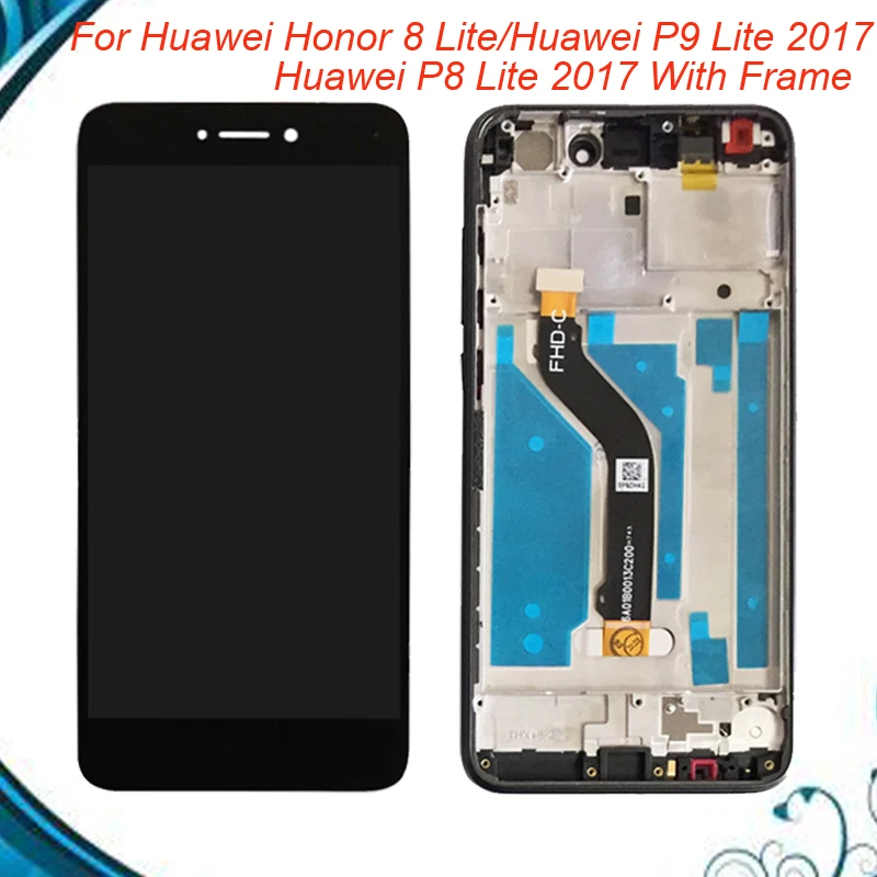 100% протестированный ЖК экран с рамкой для Huawei P8 Lite 2017/Honor 8 Lite/Huawei P9 Lite|Экраны