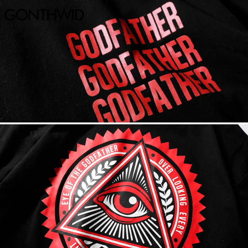 Мужские треугольные футболки GONTHWID повседневные хлопковые хип хоп с принтом глаз