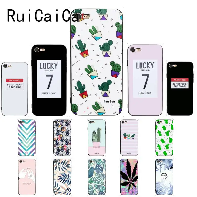 Ruicaica карамельный цвет художественный лист кактус lucky 7 Новинка чехол для телефона