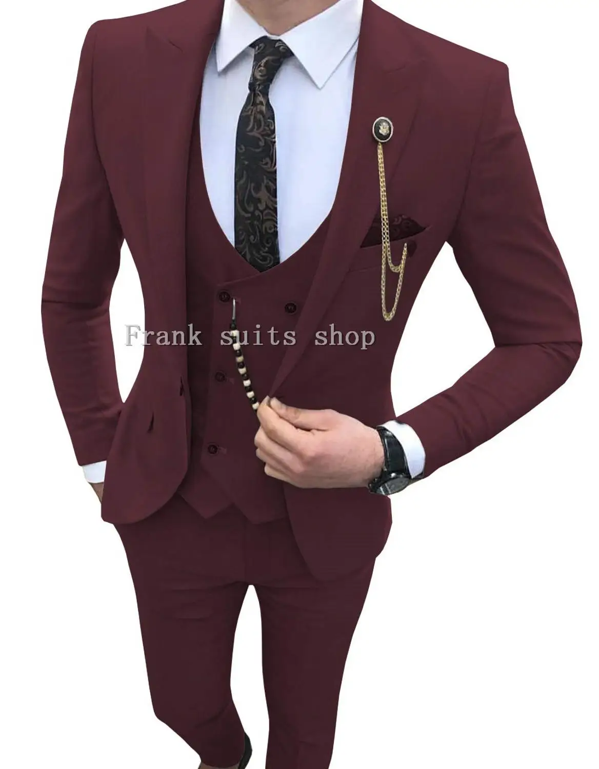 Party Wine Red Men Suits Tuxedos Groomsman tux Custom made wedding Suits slim fit fashion blue men suit (Jacket+Pants+Vest)
Party Wine Red Men Suits Tuxedos Groomsman tux Custom made wedding Suits slim fit fashion blue men suit (Jacket+Pants+Vest)