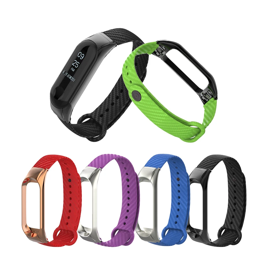 Для Mi Band 3 браслет из углеродного волокна Ремешок для Xiaomi цветная Замена умные