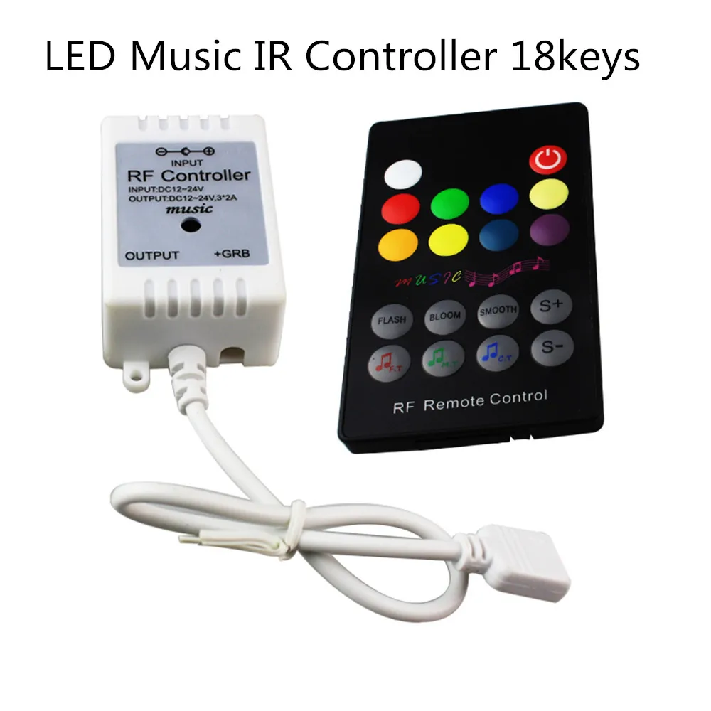 10pcs Best selling DC12V 24V led sound controller IR music controller with 20/18 keys for 3528 5050 RGB LED Strip lights 6A
10pcs Best selling DC12V 24V led sound controller IR music controller with 20/18 keys for 3528 5050 RGB LED Strip lights 6A
