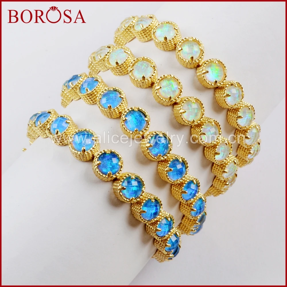 BOROSA 1Piece Gold Color Round Twenty-Stone Japanese Opal Faceted Bracelet Man-made White/blue Opal Bangles Jewelry ZG0341
BOROSA 1Piece Gold Color Round Twenty-Stone Japanese Opal Faceted Bracelet Man-made White/blue Opal Bangles Jewelry ZG0341