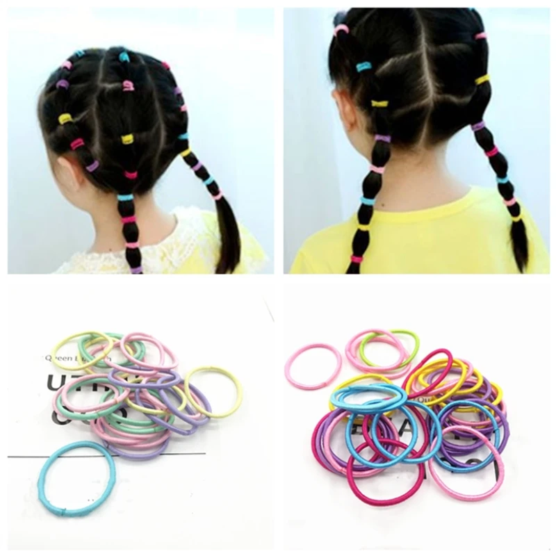 

50pcs 2.5cm Girls Scrunchy Elastic Hair Bands Baby Rubber Bands Kids Hair Accessories Headband Decorations Ties Gum for Hair