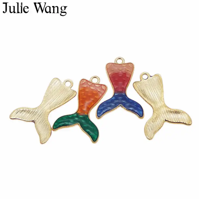 10 шт. эмалированные Разноцветные Подвески Julie Wang в виде хвоста русалки смешанный