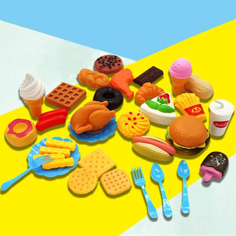 Plastic Fast Food Playset Mini Hamburg French Fries Hot Dog Ice Cream Cola Food Pretend Play Toy for Kids with Basket
Plastic Fast Food Playset Mini Hamburg French Fries Hot Dog Ice Cream Cola Food Pretend Play Toy for Kids with Basket