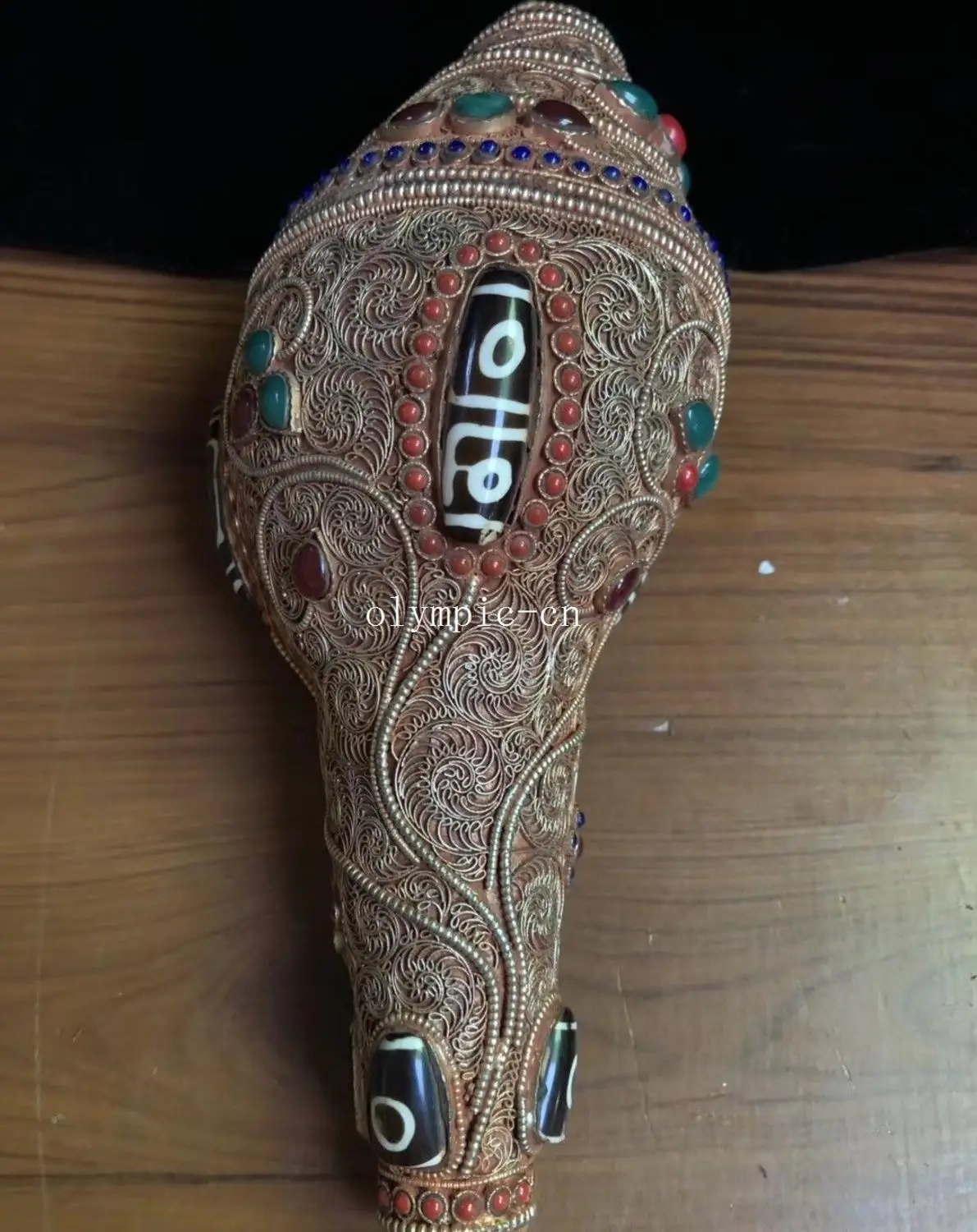 11'' Nepal tibet natural conch sea snail handwork filigree inlay gem dzi conch
11'' Nepal tibet natural conch sea snail handwork filigree inlay gem dzi conch