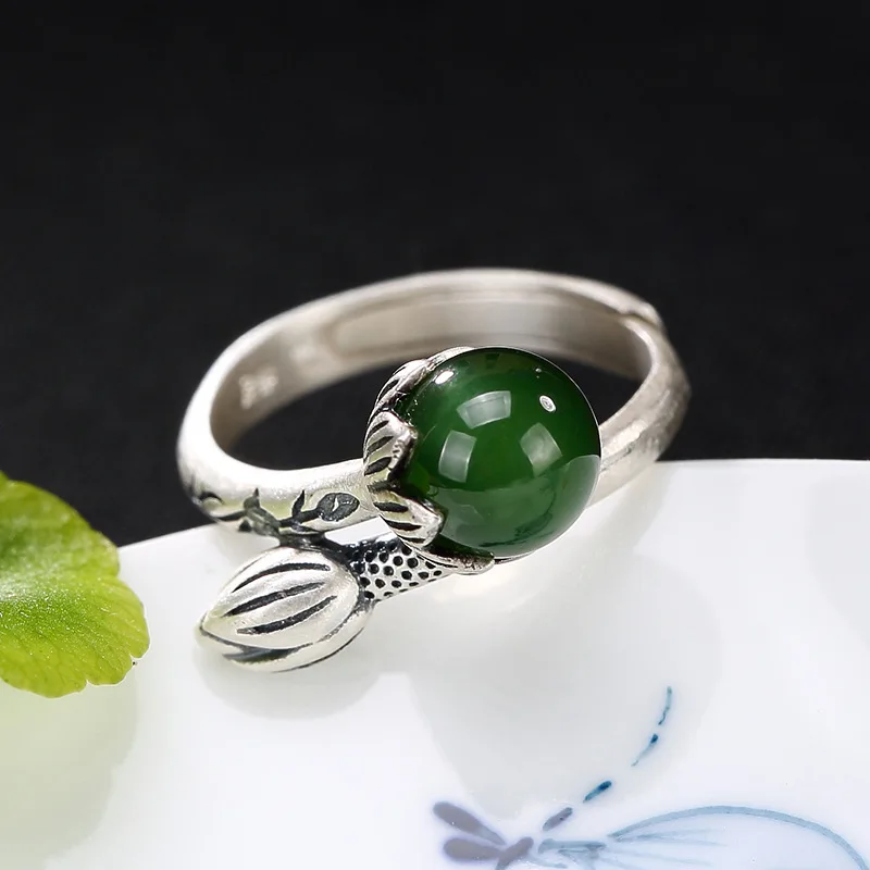 Elegance Lotus Natural Jade Ring For Women Girl 100% 925 Sterling Silver Adjustable Ring Wedding Gift
Elegance Lotus Natural Jade Ring For Women Girl 100% 925 Sterling Silver Adjustable Ring Wedding Gift