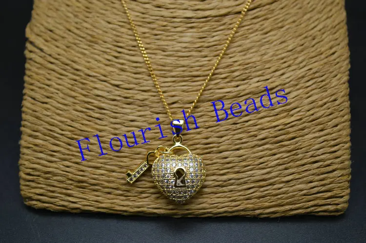 Paved Zircon CZ Heart Key Charms Metal Pendant Chains Necklace Fashion Jewelry Gift
Paved Zircon CZ Heart Key Charms Metal Pendant Chains Necklace Fashion Jewelry Gift
