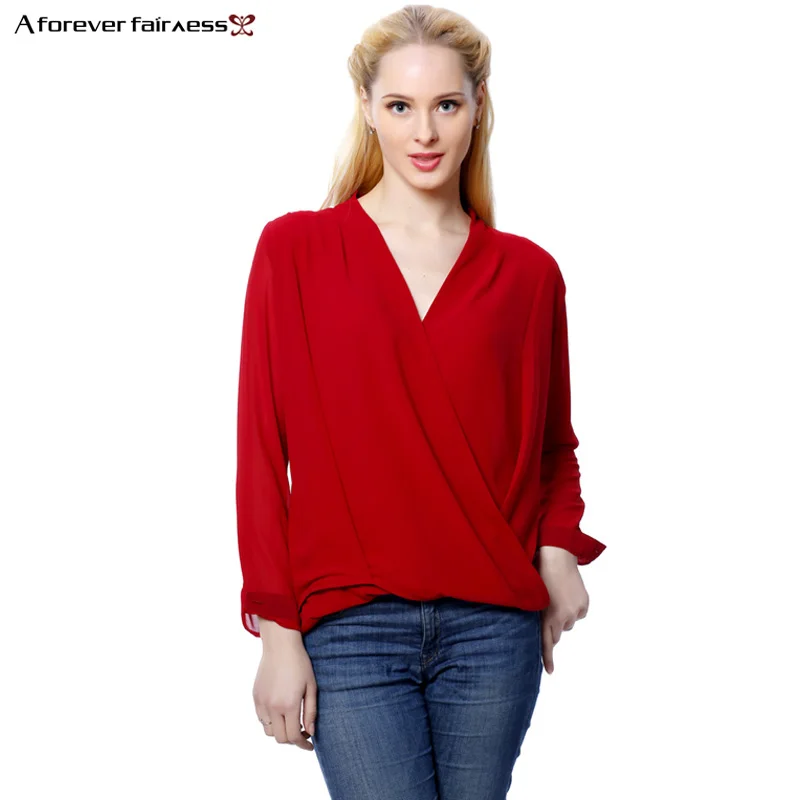 A Forever Spring Women Blouses And Shirt Long Sleeve Chiffon Shirt Front Cross White Red Fashion Chiffon Blusas Spring AFF367
A Forever Spring Women Blouses And Shirt Long Sleeve Chiffon Shirt Front Cross White Red Fashion Chiffon Blusas Spring AFF367
