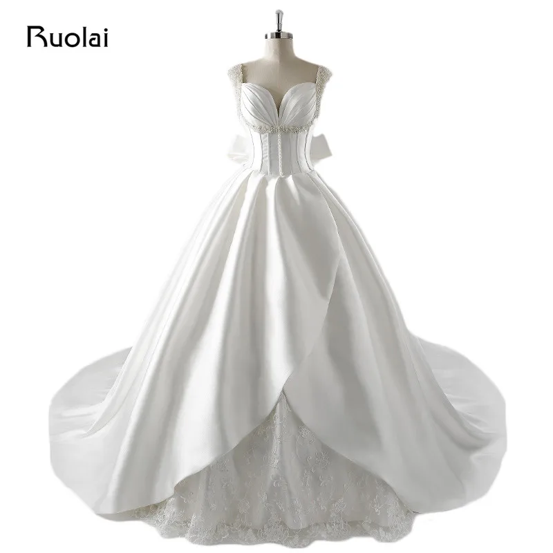 New Arrival Ball Gown Wedding Dress Sweetheart Strapless Bow Decorated Back Beaded Top Long Train Wedding Gown for Bridal FW5
New Arrival Ball Gown Wedding Dress Sweetheart Strapless Bow Decorated Back Beaded Top Long Train Wedding Gown for Bridal FW5