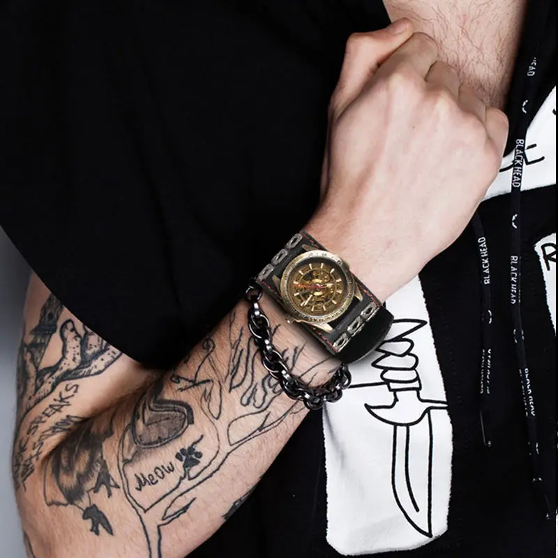 3ATM Waterproof Watch Automatic Mechanical Wristwatch Skeleton Leather Strap Hollow Dial Punk Style horloges mannen reloj
3ATM Waterproof Watch Automatic Mechanical Wristwatch Skeleton Leather Strap Hollow Dial Punk Style horloges mannen reloj