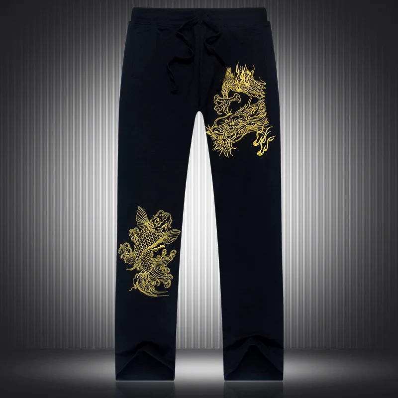 China 's wind men black slacks Loose big yards arowana move pattern embroidery pants Trousers tide
China 's wind men black slacks Loose big yards arowana move pattern embroidery pants Trousers tide