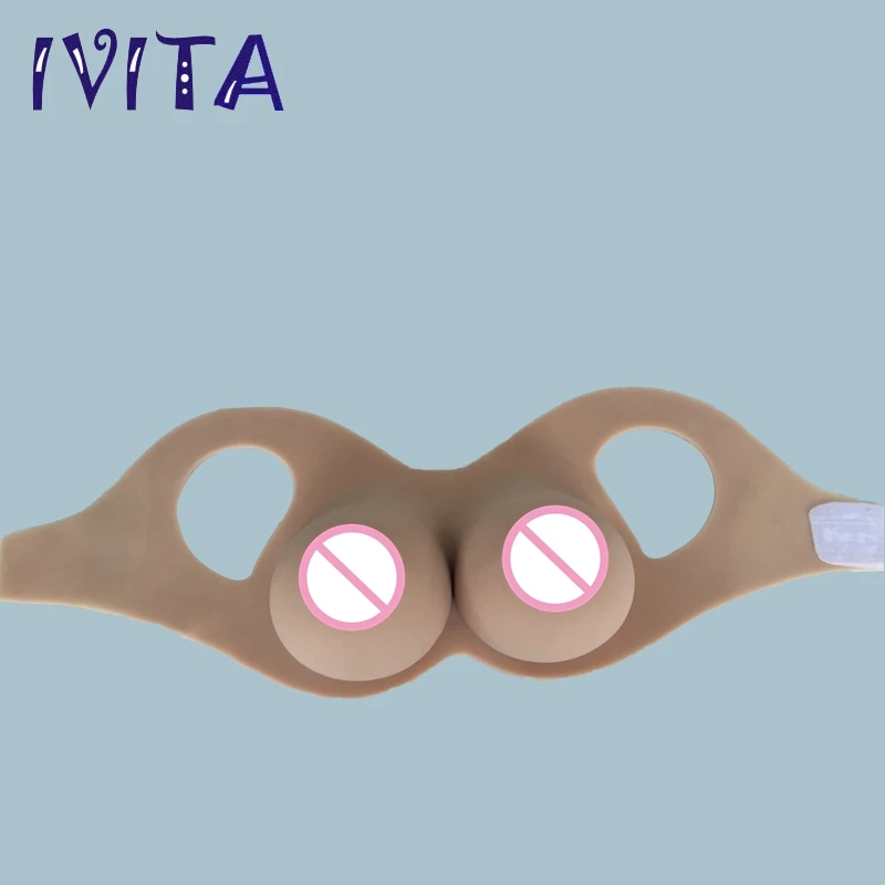 

IVITA 2400g Suntan Realistic Silicone Breast Forms Fake Boobs For Crossdresser Shemale Transgender Drag-Queen Cosplay Enhancer