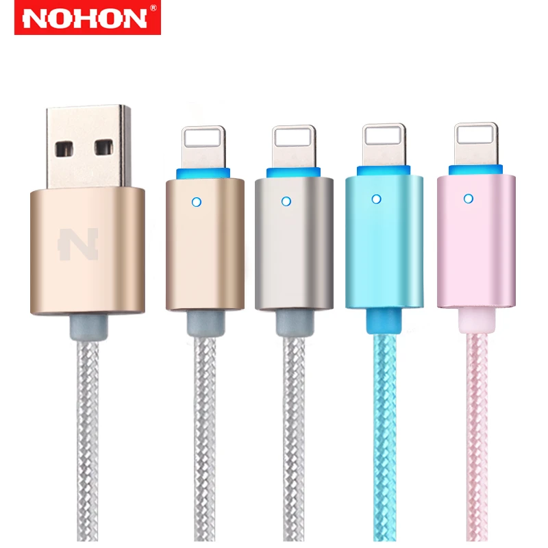 Фото NOHON Smart Led USB кабель для зарядки данных iPhone X XR XS MAX 6 6S 7 8 Plus 5 5S iPad 4 mini 2 - купить