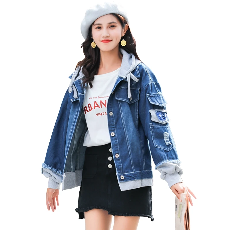 New Fashion Women Denim Jacket Loose Spring Autumn Hooded Long Sleeve Wind Jacket Female Coat Women Clothing Outerwear Top 2019
New Fashion Women Denim Jacket Loose Spring Autumn Hooded Long Sleeve Wind Jacket Female Coat Women Clothing Outerwear Top 2019