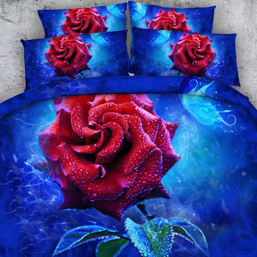 Goldeny 4 Parts Per Set Beautiful blue cover with Red dew drops 3d bed sheet set
Goldeny 4 Parts Per Set Beautiful blue cover with Red dew drops 3d bed sheet set