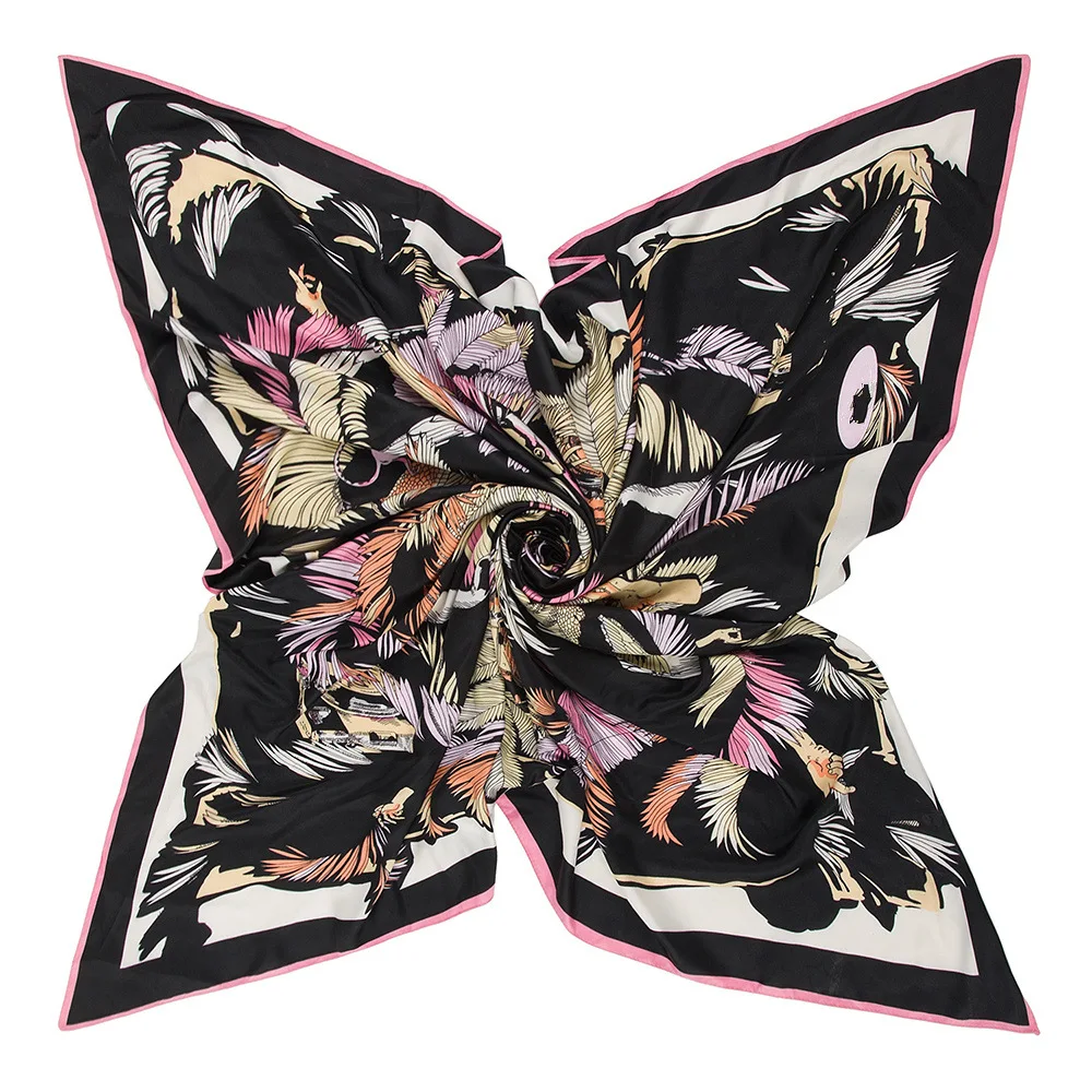 Осенние новые полки женские шелковые шарфы с перьями джунглей роскошный бренд