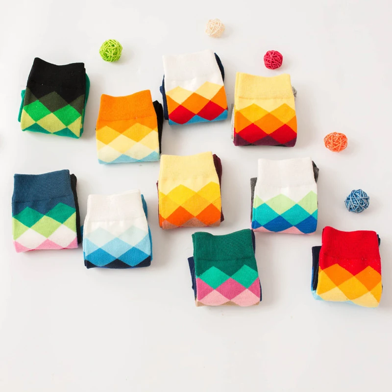 Мужские брендовые хлопковые носки с градиентными цветами Летние Стильные