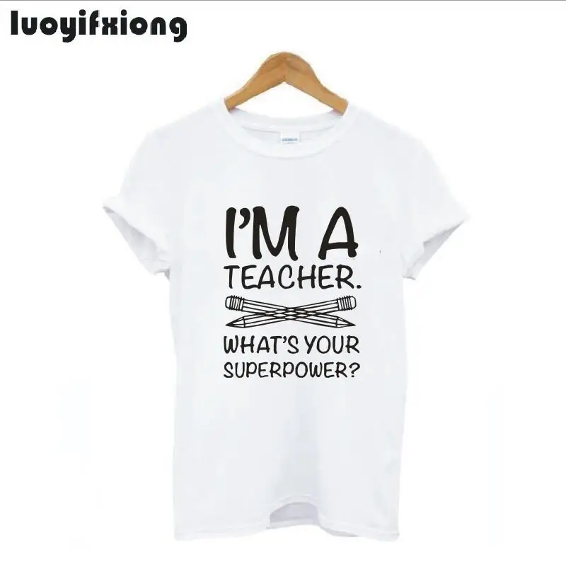 I'M TEACHER WHAT'S YOUR SUPERPOWER Letter Print Funny Women T Shirt Casual Short Sleeve O Neck Tee Shirt T Shirt Women Tops
I'M TEACHER WHAT'S YOUR SUPERPOWER Letter Print Funny Women T Shirt Casual Short Sleeve O Neck Tee Shirt T Shirt Women Tops