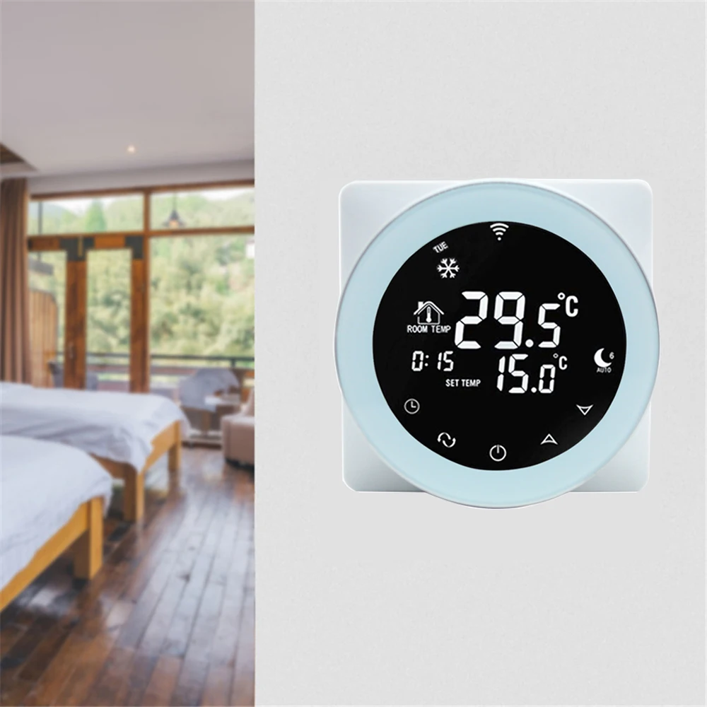 WiFi Thermostat Alexa Control Gas Boiler Heating Thermostat Temperature Controller LCD Digital Touch Screen Programmable 5 Color
WiFi Thermostat Alexa Control Gas Boiler Heating Thermostat Temperature Controller LCD Digital Touch Screen Programmable 5 Color