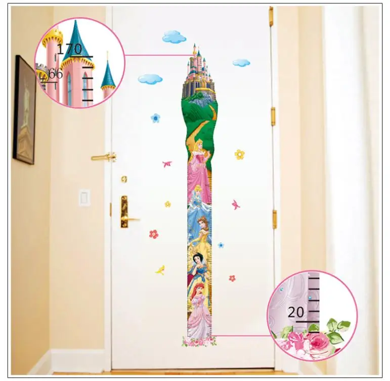 New creative 3d Height Measure fairy tale princess For Kids Room ZY7091 Cartoon DIY Decoration Wall Stickers home decor | Дом и сад