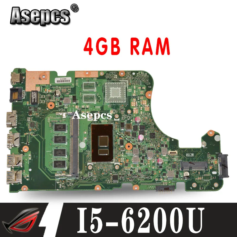 X555UA материнская плата 4 Гб RAM I5 6200/6198U для For Asus X555U X555UV ноутбука плата|Материнские