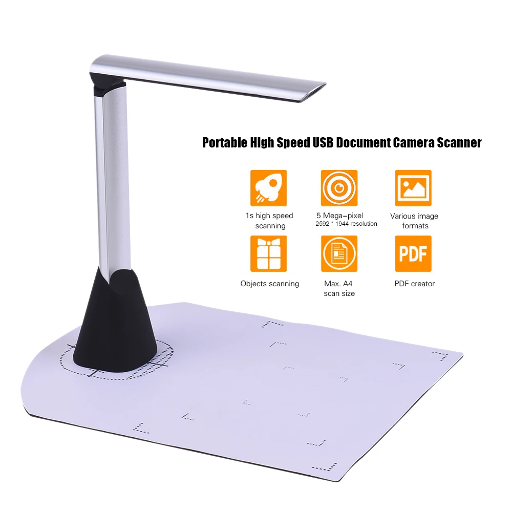 A4 Portable High Speed USB Book Picture Document Camera Scanner 5 Mega-pixel HD High-Definition Max with OCR Function LED Light
A4 Portable High Speed USB Book Picture Document Camera Scanner 5 Mega-pixel HD High-Definition Max with OCR Function LED Light