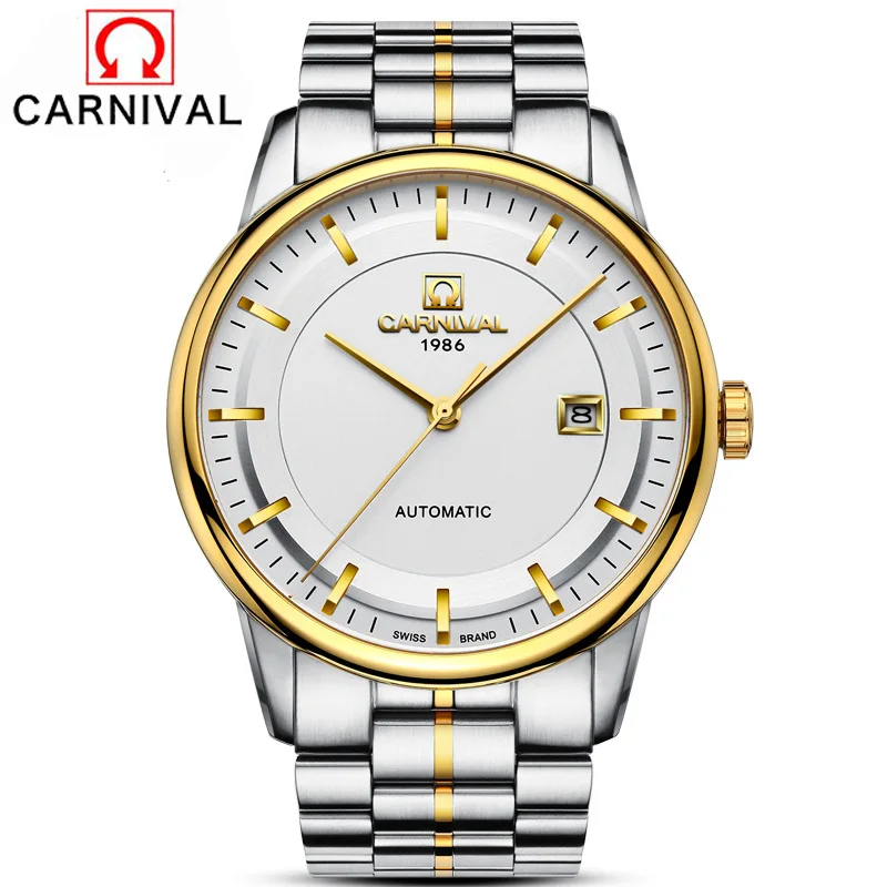 Carnival Top Brand Business Watches Men Full Steel Auto Date Clock Luxury Men's Mechanical Watch Waterproof Sapphire Cryst Glass
Carnival Top Brand Business Watches Men Full Steel Auto Date Clock Luxury Men's Mechanical Watch Waterproof Sapphire Cryst Glass