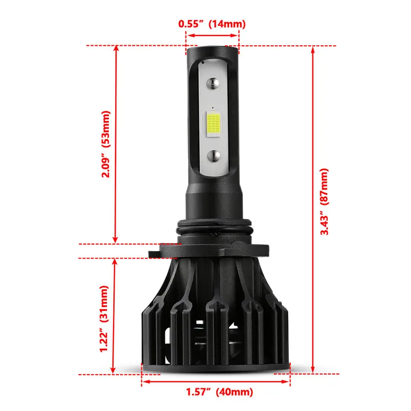 Светодиодный налобный фонарь OSlamp 2 шт. 9006 72 Вт/пара COB с одним лучом 8000 лм 6500K 12 В |
