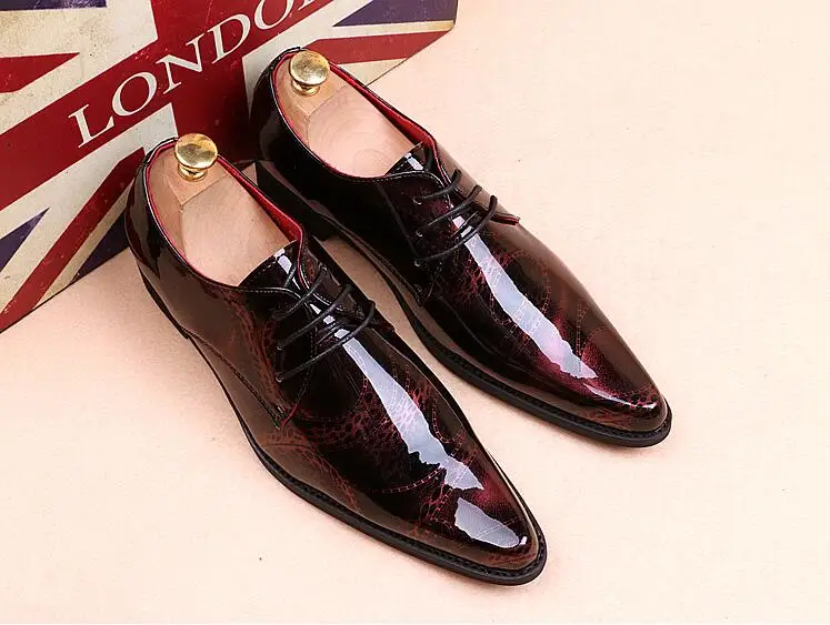 Men's genuine patent leather dress shoes pointed toes lace up printed smart casual red wedding shoes dark blue sliver leopard
Men's genuine patent leather dress shoes pointed toes lace up printed smart casual red wedding shoes dark blue sliver leopard