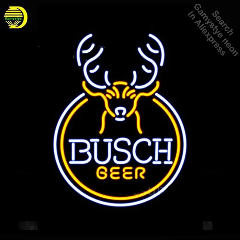 Busch Олень пиво неоновая вывеска лампочка Настоящая стеклянная трубка неоновые